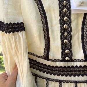 Zimmermann Rhythmic Lace panel mini ramie Dress NWT AU 0